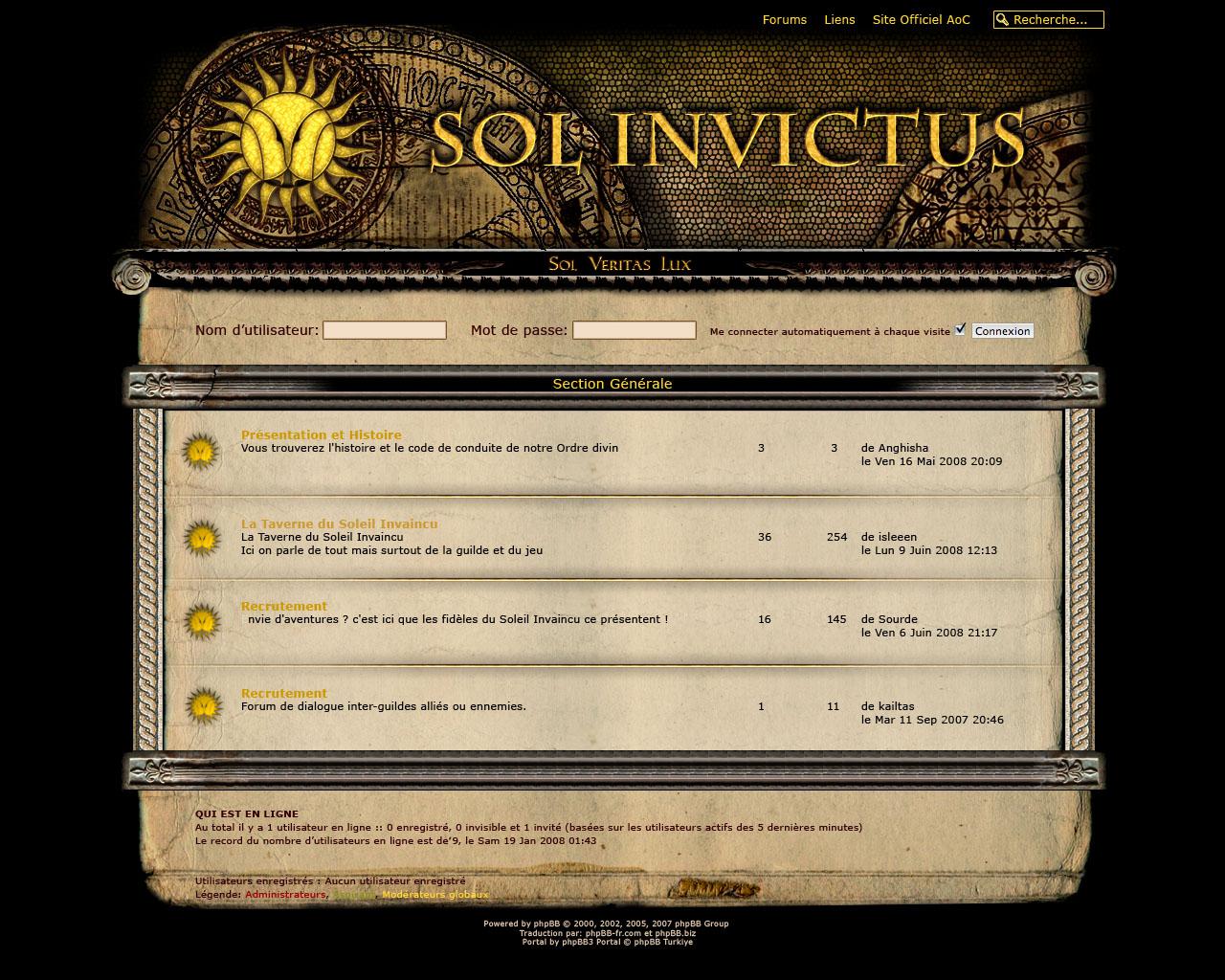 Sol Invictus - Site de Guilde E-sport gaming - Forum accueil