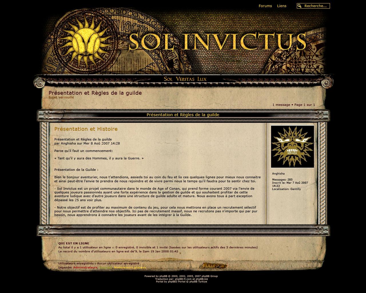 Sol Invictus - Site de Guilde E-sport gaming - Forum post